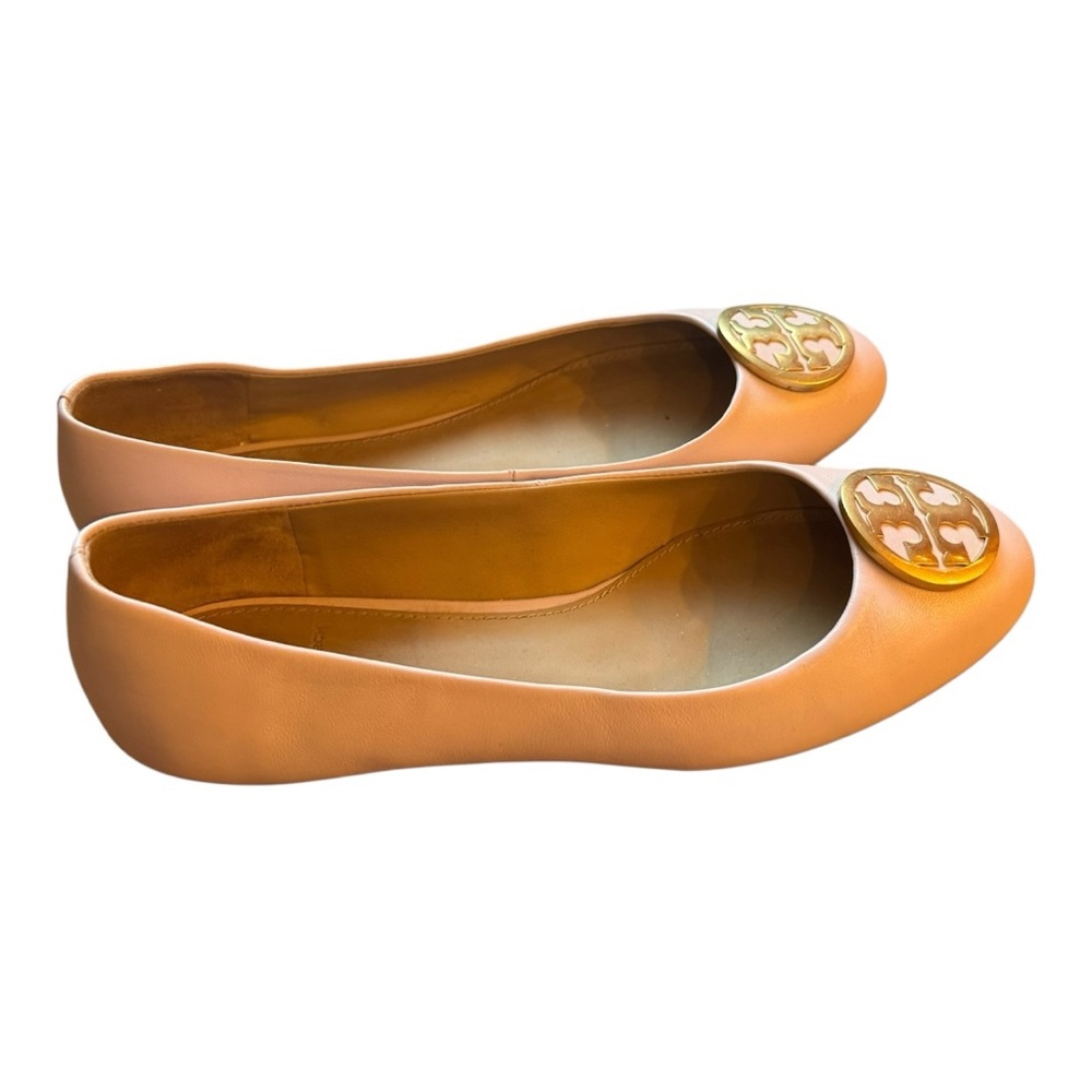 Tory Burch Pink Leather Flats with Signature Logo - Picture 6 of 6